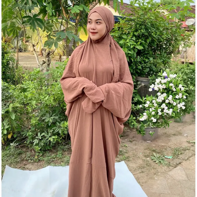 Mukena terusan cringkle/ mukena terusan standart syar’i mukenah  crinkle  airflow 3