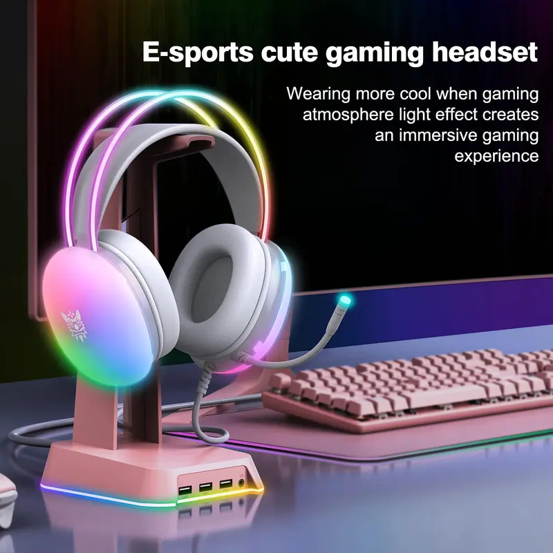 Onikuma X25 Over-ear Design Headphone, Noise Cancelling Headphone with Microphone, Gradient Light Effect Gaming Headset, E-sport Wired Headphone 5