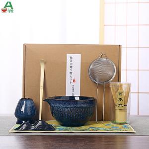 ชุดมัทฉะ 4 ชิ้น AiyoCha พื้นผิวเตาอบวิเศษที่สวยงามและไม่ซ้ำใคร พร้อมตะกร้อมัทฉะไม้ไผ่ 100 ชิ้น เหมาะสำหรับบ้าน ของขวัญ และงาน มอบโฟมเรียบและละเอียด ใช้งานง่าย ชามเซรามิกแต่ละใบไม่ซ้ำกัน matcha  set  kit