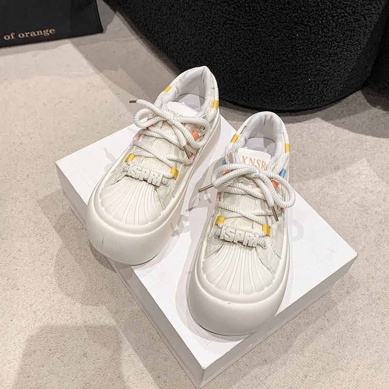 giày thể thao nữ cute , chất liệu vải canvas đế cao 5cm kiểu dáng mới , basic , dế phối đồ Sneaker Shoes Cổ Cao 6