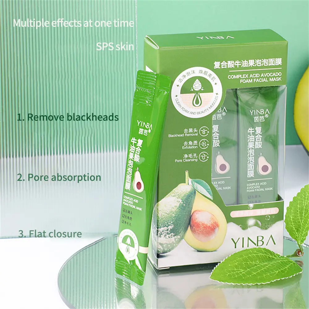 Mặt Nạ Bọt Bơ Hợp Chất, Làm Sạch Sâu Lỗ Chân Lông, 10 Cái / 1 Hộp, Dưỡng Ẩm, Dưỡng Ẩm, Kiểm Soát Dầu