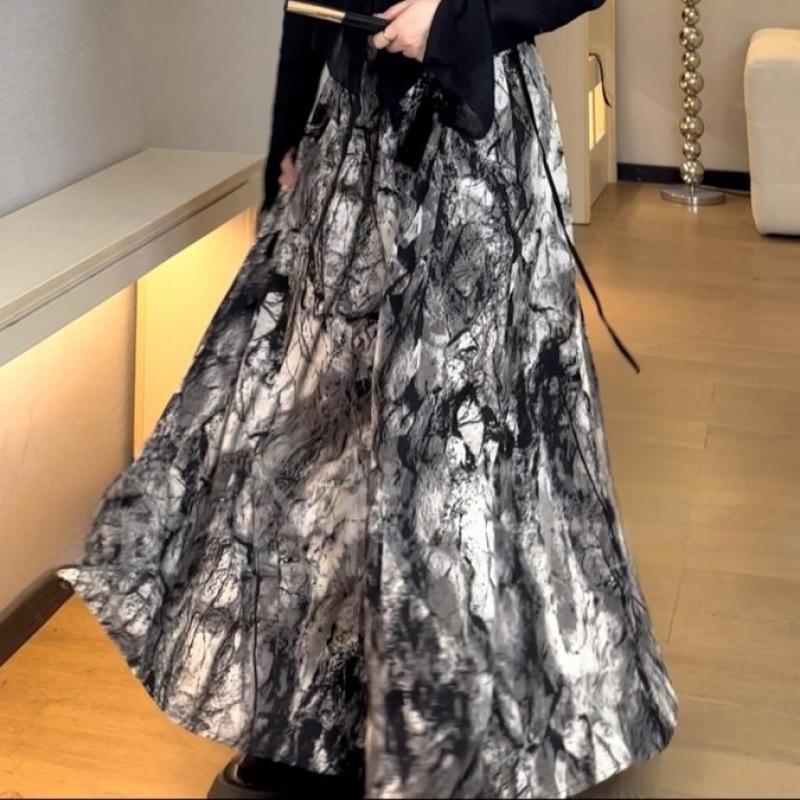 plus Size Women's Clothing Fat Mm2023 New High-Grade Chinese Wear Anti-Wrinkle Top + Loose Slimming Printed Culottes 7