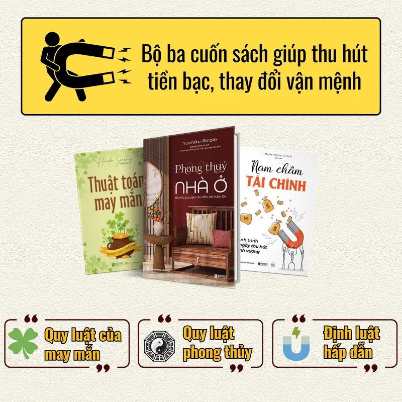 Combo Sách: Phong thủy nhà ở, Thuật toán may mắn, Nam châm tài chính -  Bizbooks 4