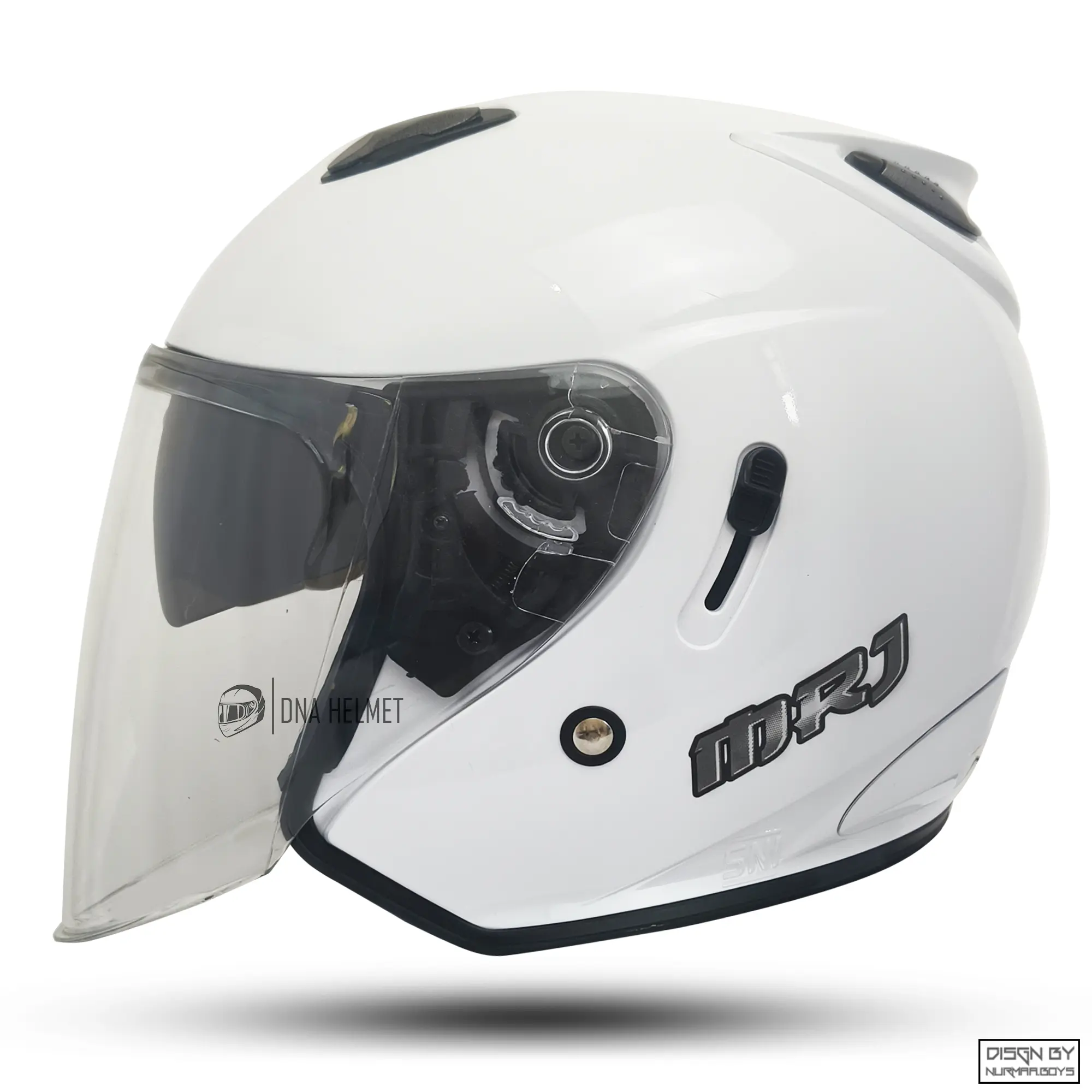 HELM HALF FACE DOUBLE VISOR MRJ WHITE / HELM PREMIUM INK CENTRO UNTUK PRIA DAN WANITA DEWASA SNI