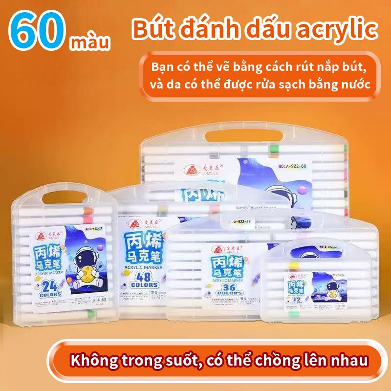  XIPAN Bút Sơn Acrylic Aimeile 60 Màu Không Thấm Giấy Dành Riêng Cho Học Sinh Trẻ Em Có Thể Xếp Màu Phù Hợp Trường Mẫu Giáo Không Chứa Chất Độc Hại Dễ Rửa 