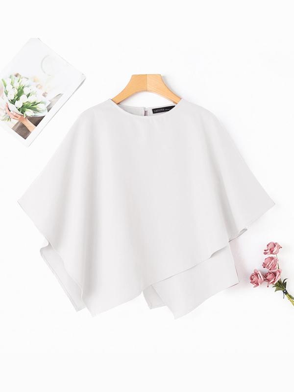 Women's Plain Keyhole Neck 3/4 Sleeve Blouse, Casual Solid Color Top for Summer, Women's Clothing for Daily Wear 7