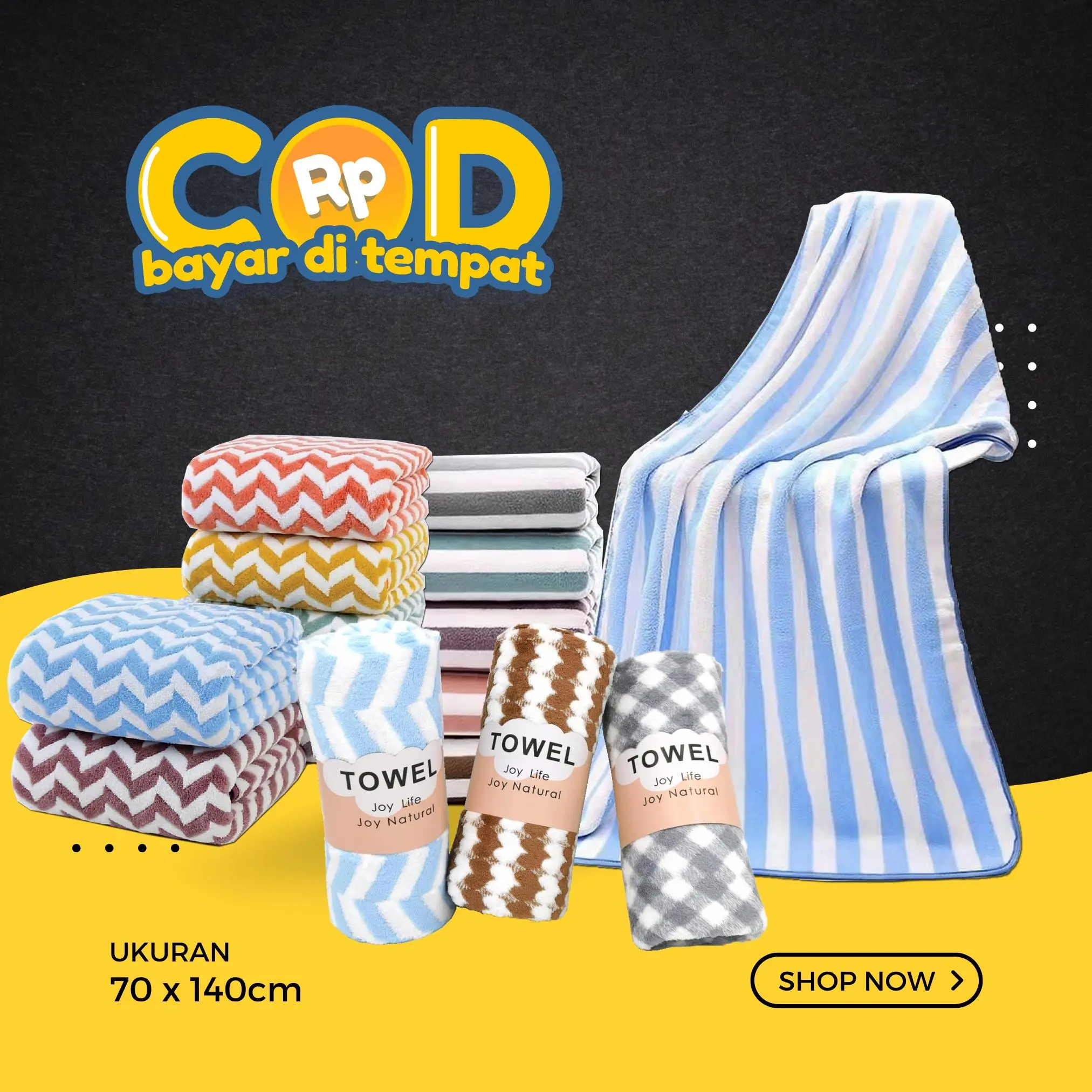 COD Handuk Microfiber UK Dewasa 70 x 140 cm  isi 2 PCS Bulu