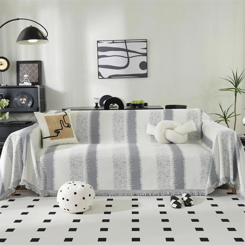 Strips Pattern Sofa Cover, Non-slip Dust-proof Sofa Towel, Soft Comfortable Home Decoration Supplies for Living Room