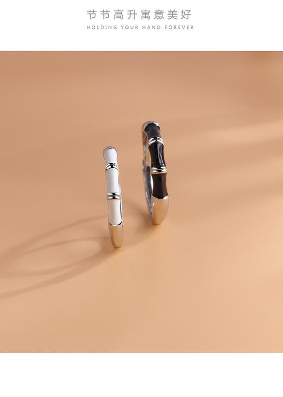 Product Introduction of A pair of black and white drip rings with an open finger ring for men and women 6