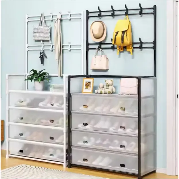 Kệ Giày 5 Tầng Chắn Bụi  Khung Thép Carbon Chịu Lực, Kệ Giày Chữ L Chống Bụi Sơn Tĩnh Điện Lắp Ráp Lắp Ráp 1
