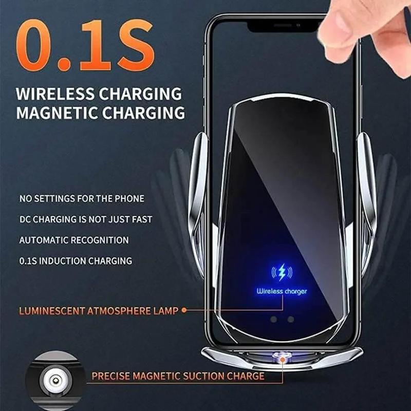 Car Phone Holder, 1 Count Wireless Charging Car Phone Holder Clip for Air Outlet, Rotatable Car Navigation Bracket for Smartphones, Car Accessories 5