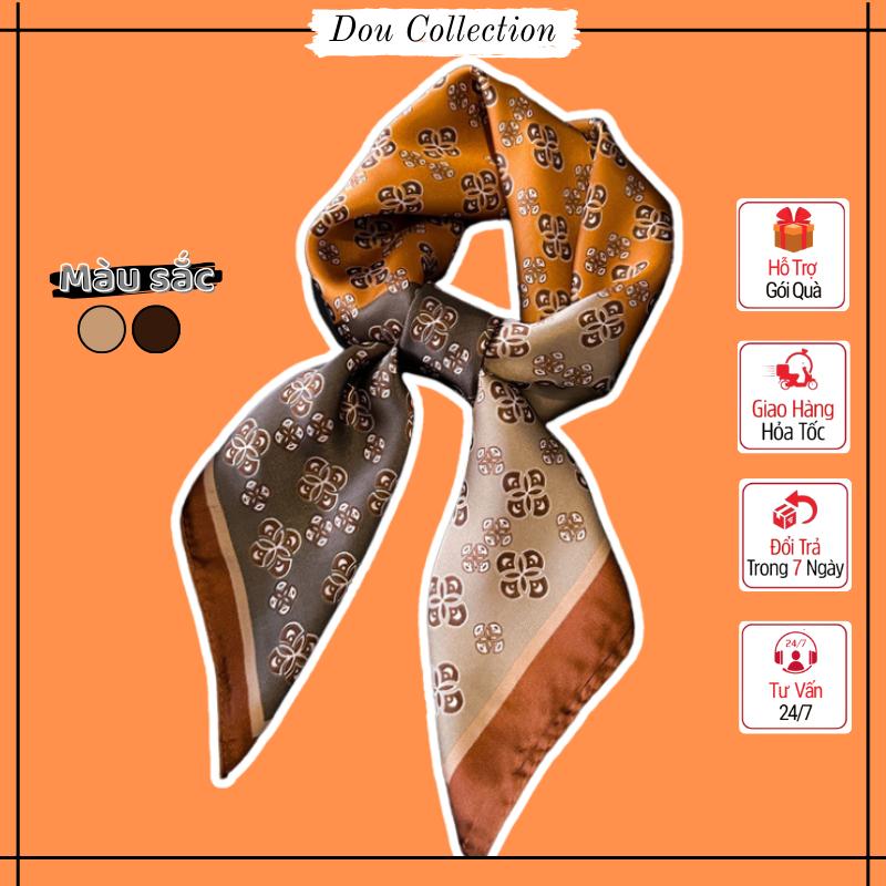 Khăn Lụa Vuông Unisex, Khăn Turban Hoạ Tiết Hoa Monogram Phối Nhiều Màu Thời Trang Xuân Hè - Size 70x70cm - Mã KL068 0