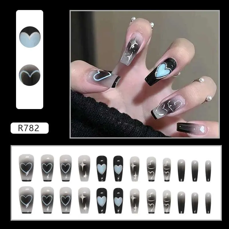 (FREE LEM) Fake Nails Art / Kuku Palsu Motif 24 pcs Super Best Seller Bagus 1
