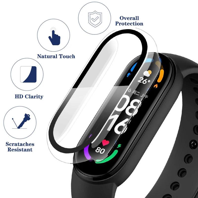 Product Introduction of Case for Xiaomi Mi Band 8 7 6 5 4 Tempered Glass Protector PC Case for Mi Band 3 Anti-scratch Cover 30