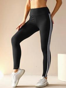 Women's Side Stripe High Waist Sports Leggings, Casual Comfy Breathable Skinny Pants for Yoga Gym Workout Running, Ladies Sportswear for All Seasons