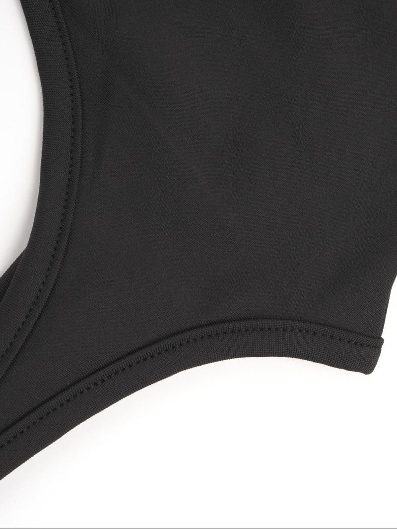 Product Introduction of Women's Solid Color Cut Out Bodysuit, Fashion Casual Sleeveless Bodysuit for Daily Outdoor Wear, Women Clothing for Summer 5
