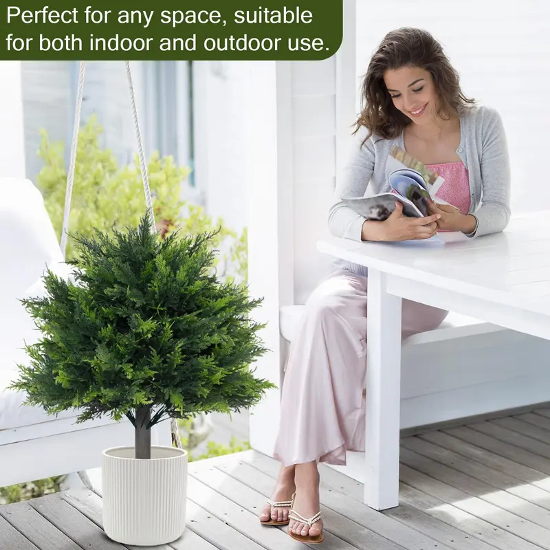 Artificial Pine Tree with Ground Spikes, 1 Count Fake Green Plant, Decorative Plant for Indoor Outdoor Garden Home Decoration【No Pot】 5