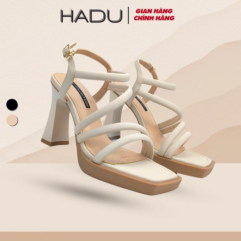 Giày Cao Gót Đế Vuông 9P Đúp Trước 2P Dây Chéo HADU M963 Da PU Cao Cấp Đế TPR Chống Trơn BH 12T Sandal Nữ Quai Hậu Cao Su DéP Shoes Jean