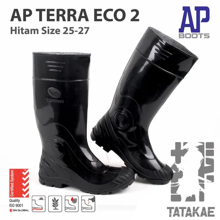 Sepatu AP Boots AP TERRA ECO 2 HITAM Sepatu Proyek Berkebun Karet Safety