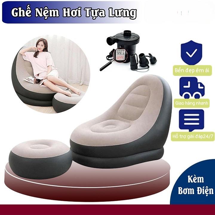 Ghế Nệm Hơi Dựa Lưng Nằm Thư Giãn Có Đôn Nhỏ Kê Chân, Ghế Ngồi Xem Tivi, Đọc Sách  Siêu Êm Ái Thích Hợp Cho bốn Mùa ghế  hơi ngủ được