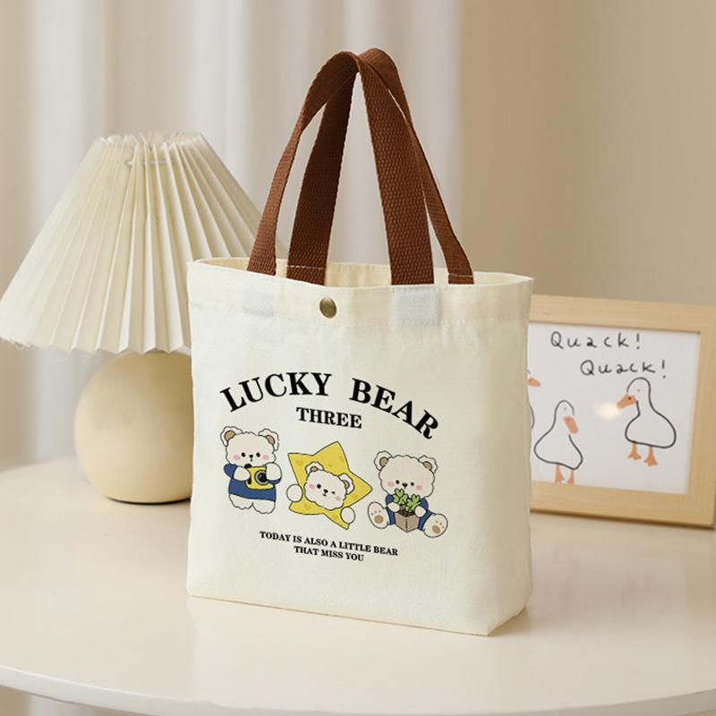 Product Introduction of Túi Xách Vải Bố In Họa Tiết Hoạt Hình, Túi Tote Ăn Trưa Nhân Viên Văn Phòng Mini, Túi Đựng Đồ 18