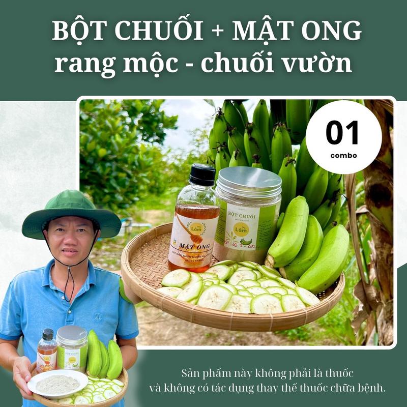 COMBO Bột Chuối và Mật Ong Chuối Già rang mộc 0