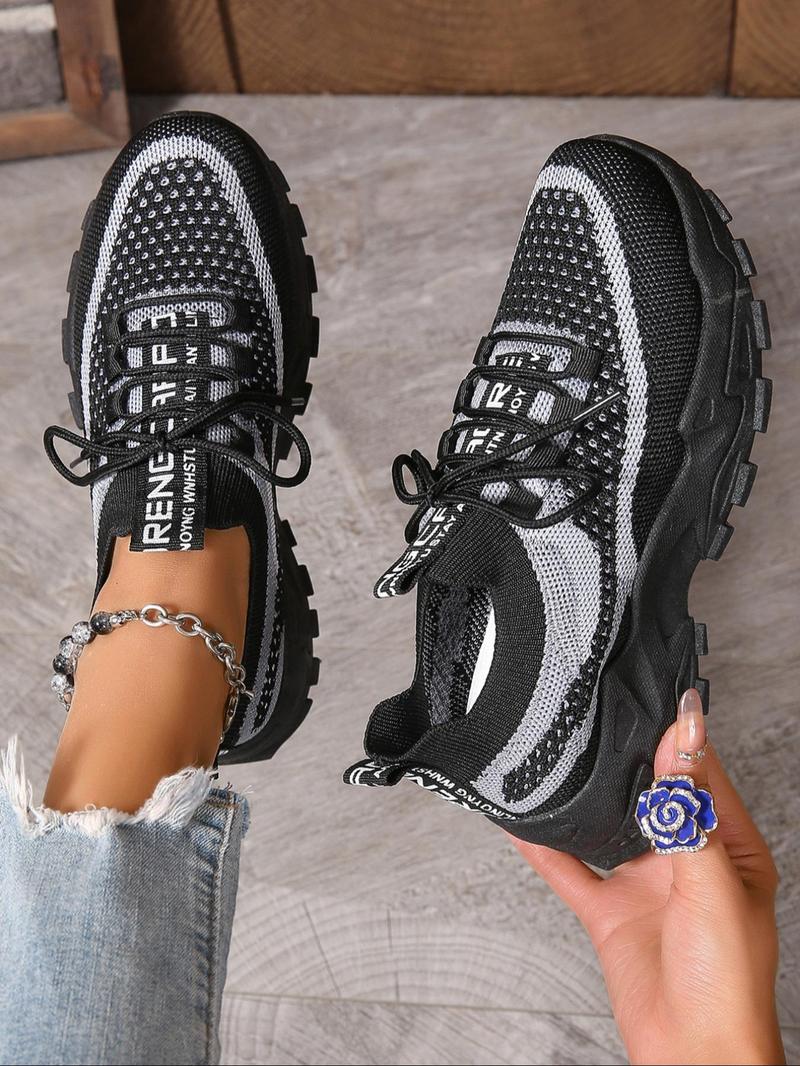 Product Introduction of Women's Fashionable Lace Up Low Top Sneakers, Casual Comfortable Breathable Sports Running Shoes, All-match Basic Shoes for Daily Wear 2