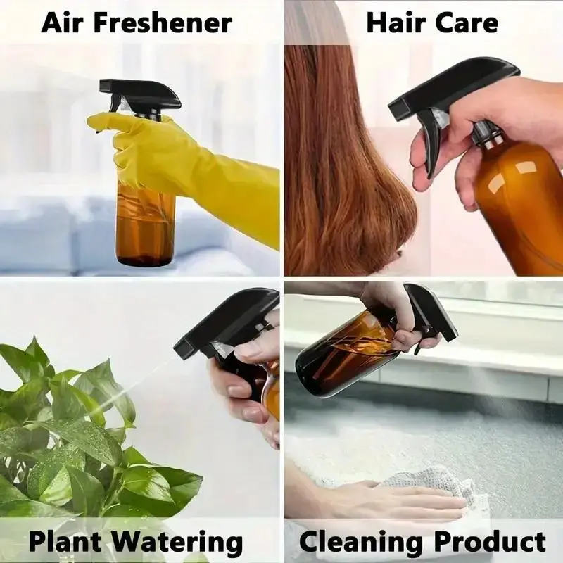 300ml/500ml Refillable Amber Spray Bottle, Perfect for Essential Oils, Cleaning Products and Aromatherapy, Empty Spray Bottle for Home 4