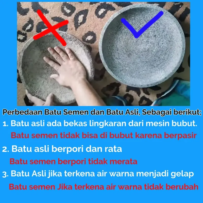 Cobek Batu Asli 100% Ukuran 16cm - Coet Batu kali Hitam Original - Tidak Rontok 2