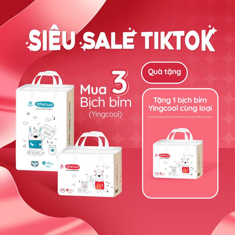 [ Combo 3 bịch tặng 1 bịch bỉm cùng loại ] Bỉm YINGCOOL Size /SD60/MD56/MQ50/L4NB648/XL44/XXL42/XXXL40