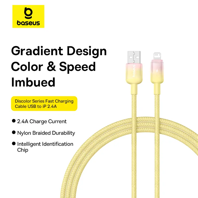 [Baseus] Dây Cáp Sạc Nhanh USB to Lightning Baseus Discolor Series 2.4A (480Mbps) - NEW