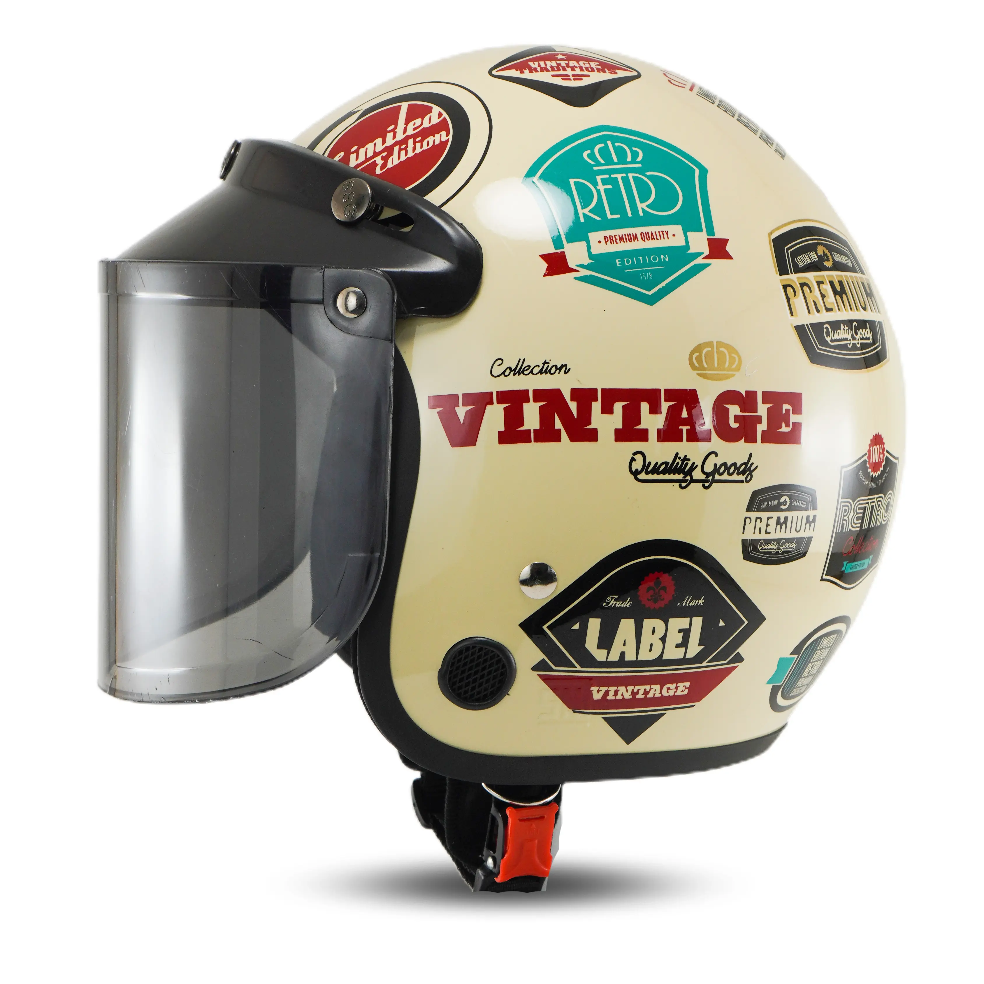 Helm Dewasa Pria Wanita Motor Sni Helem Retro Motif Kekinian Kaca Motorcycle Visor