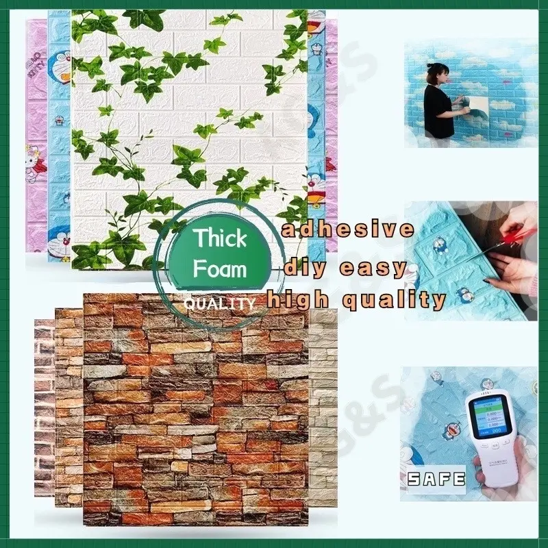 Giấy Dán Tường Dính Để Trang Trí Tường, Giấy Dán Tường 3D Chống Thấm Nước, Panner, Miếng Dán Tường Gạch, Giấy Dán Tường Xốp, Thiết Kế Giấy Dán Tường Phòng Ngủ 3