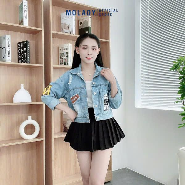 Áo Khoác Jean Nữ K49 Có Nón Thêu Logo Cực Chất By MOLADY Top Jacket Coton Cotton Jackets & Coats