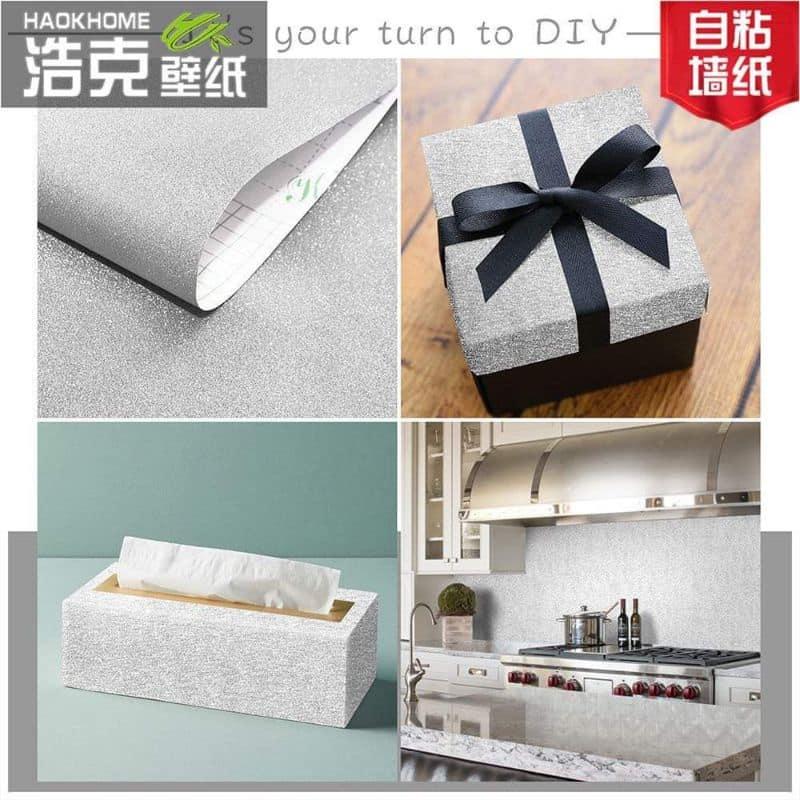 Product Introduction of peel-and-Stick Sparkle Wallpaper Self-Adhesive Aluminum Film Contact paper Cuttable Packaging Gift Decoration. 12