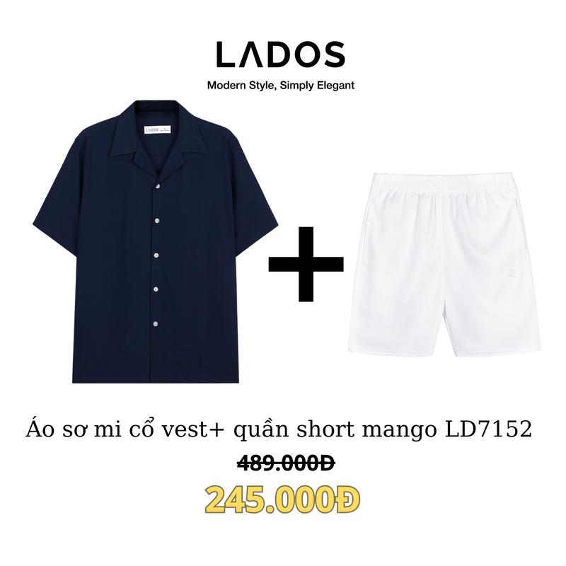 Set Áo sơ mi cổ vest 8117 chất lụa chéo kèm quần short đùi 4099 có túi chất mango LADOS-7152 trẻ trung năng động, phong cách Hàn Quốc