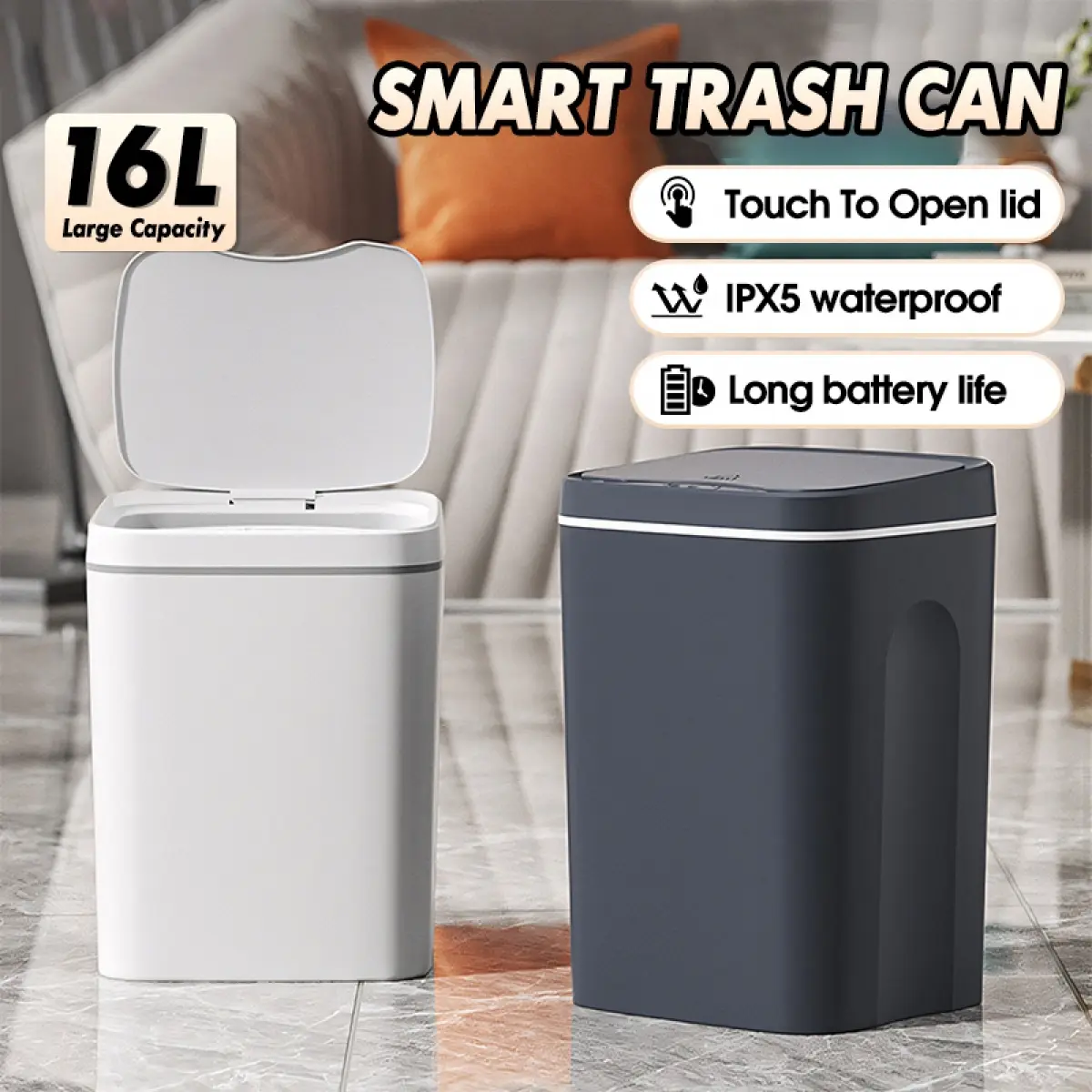 Automatic Trash Bin Smart Sensor Dust Bin Smart Waste Infrared Motion Intelligent Trash Bin Office Home Kitchen Waste Bin Dustbin