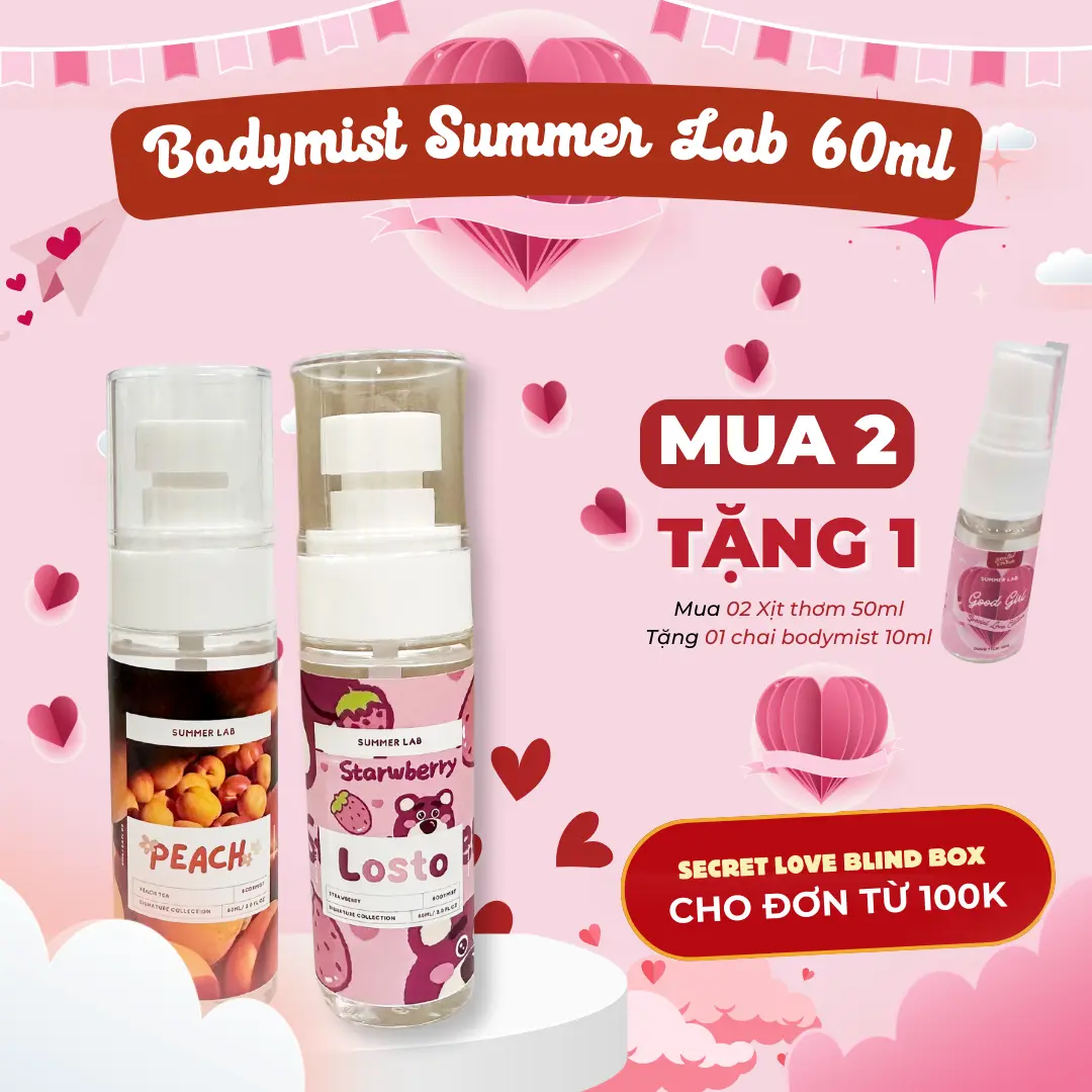 Bodymist Summerlab Dung tích 60ml Full mùi, hương ngọt ngào phù hợp mùa đông Nam và Nữ Nước Hoa