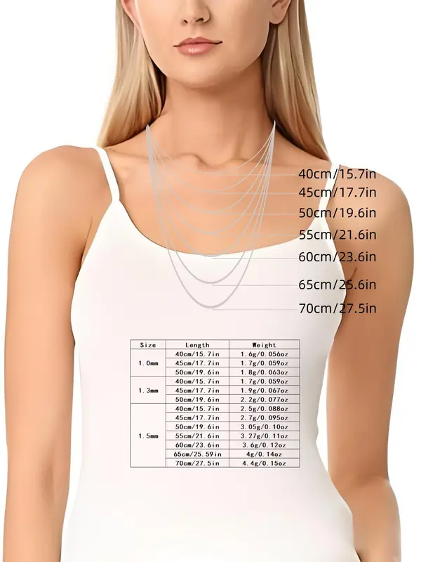 925 Sterling Silver Women's Simple Style Plain Color Necklace, Casual Trendy Chain Necklace, Fashionable Jewelry for Party & Daily Clothing Decor, Birthday Gift 1