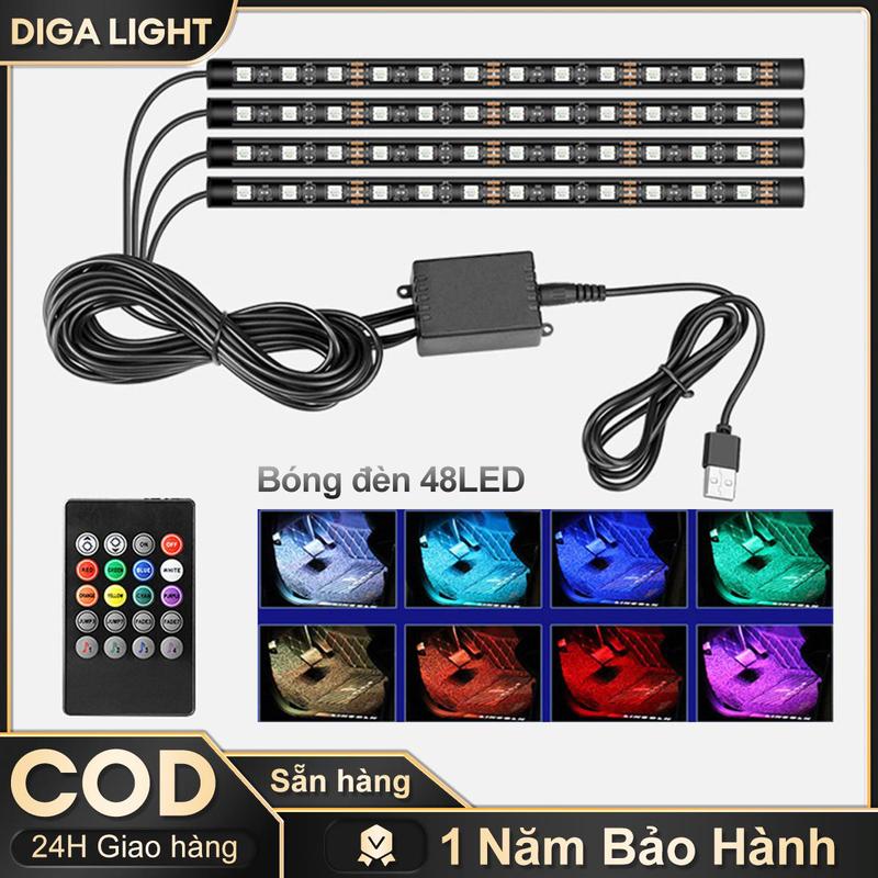 Đèn LED bầu không khí ô tô đèn gầm ghế ô tô nhảy theo nhạc giao diện USB tám màu đèn trang trí bầu không khí đổi màu theo nhạc có điều khiển từ xa Phụ Tùng
