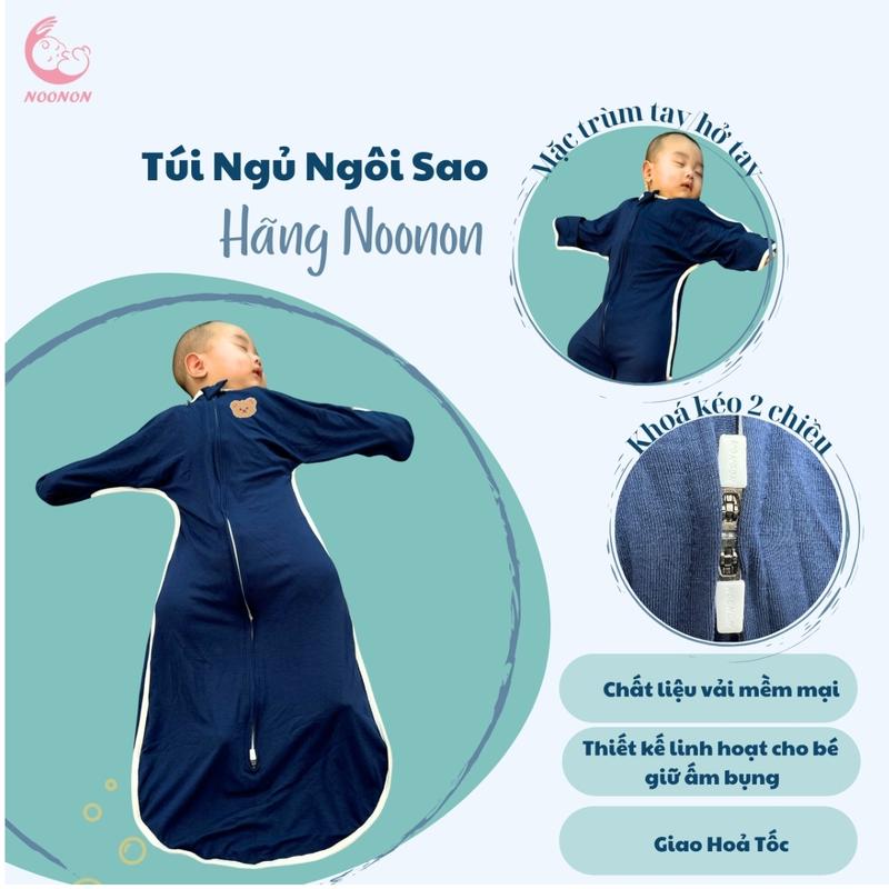 Túi Ngủ Ngôi Sao Cho Bé Vải HÈ THU ĐÔNG Giữ Ấm Bụng Size Từ 6-20kg Noonon