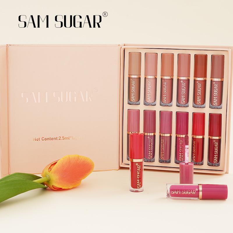 Matte Lip Gloss Set, 12pcs/box Matte Lip Balms, Easy Coloring Lip Sticks, Moisturizing Matte Lipstick, Velvet Matt Finish Lip Gloss, Magenta Lipstick 2