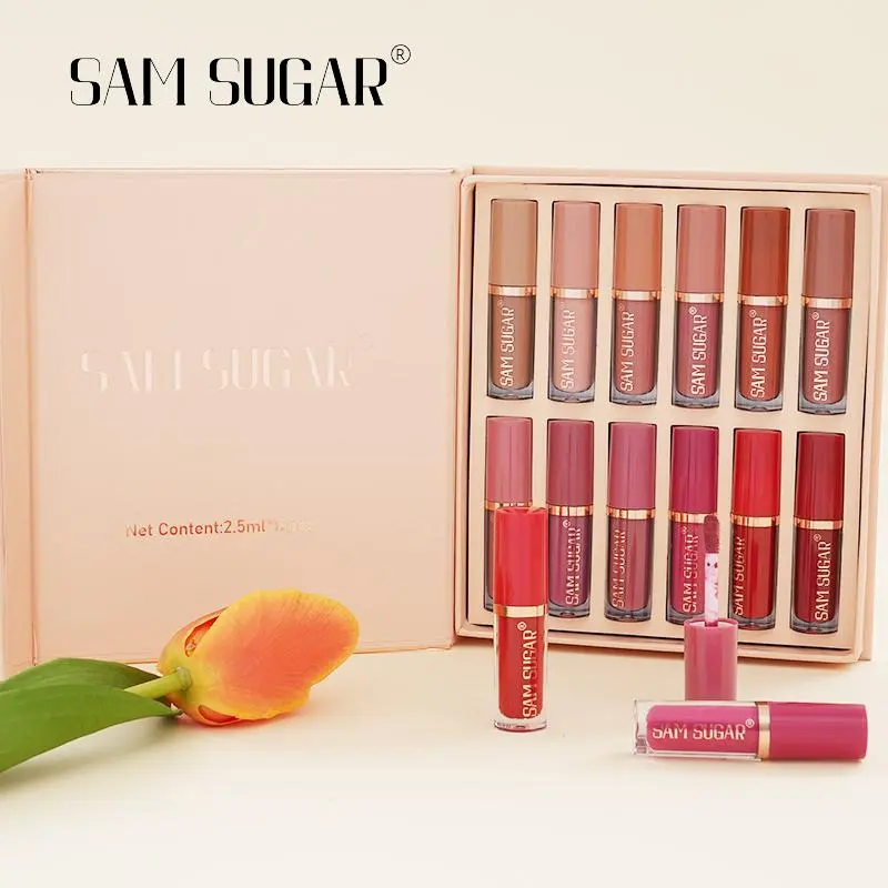 Matte Lip Gloss Set, 12pcs/box Matte Lip Balms, Easy Coloring Lip Sticks, Moisturizing Matte Lipstick, Velvet Matt Finish Lip Gloss, Magenta Lipstick 2