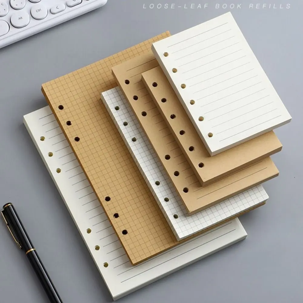 80Sheets High Quality Kraft Paper Loose Leaf Paper A5/A6/A7 Horizontal Line/Blank 6-hole Binder Inner Page Notepad Inside Paper Students