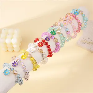 Korea kristal Daisy bunga Tassel gelang wanita wanita gelang perhiasan aksesoris Bracelet