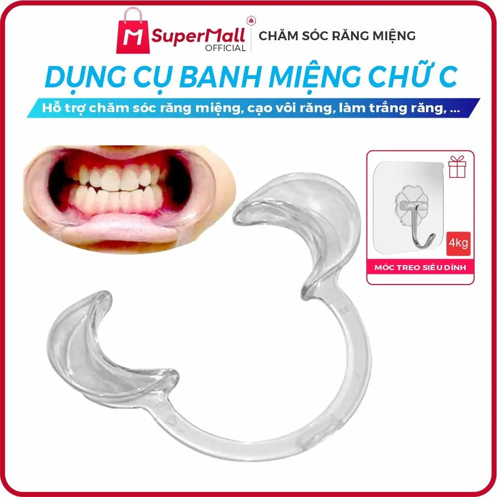 Dụng cụ banh miệng chữ C dùng trong nha khoa, đính đá, chăm sóc răng miệng, làm trắng răng