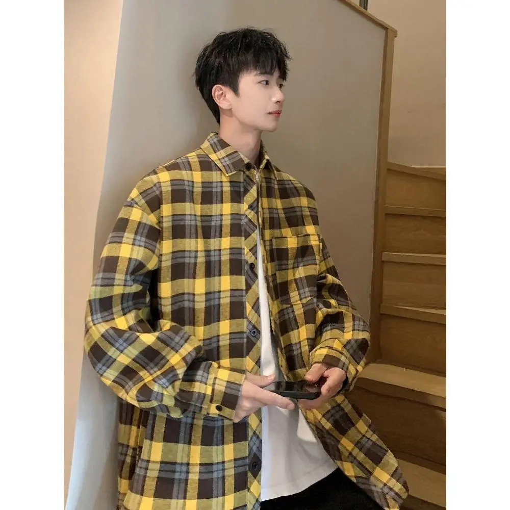 Áo Sơ Mi Kẻ Sọc, Thương Hiệu Thời Trang Nhật Bản, Dành Cho Nam Giới, Xu Hướng Mùa Thu Và Mùa Thu, Dáng Rộng Vừa Vặn, Ve Áo, Dễ Phối Đồ, Áo Khoác Sơ Mi Dài Tay đầy màu sắc-9 ưu tú Menswear áo  hoodie áo  sơ áo  sơ áo  bay áo  sơ