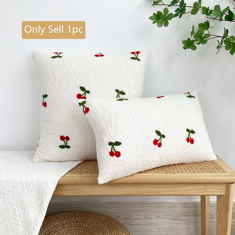 Product Introduction of Cartoon Fruit Fluffy Pillow Case, 1 Count Cute Cartoon Plush Cushion Cover without Filler, Decorative Cushion Cover for Home Sofa Bed 0