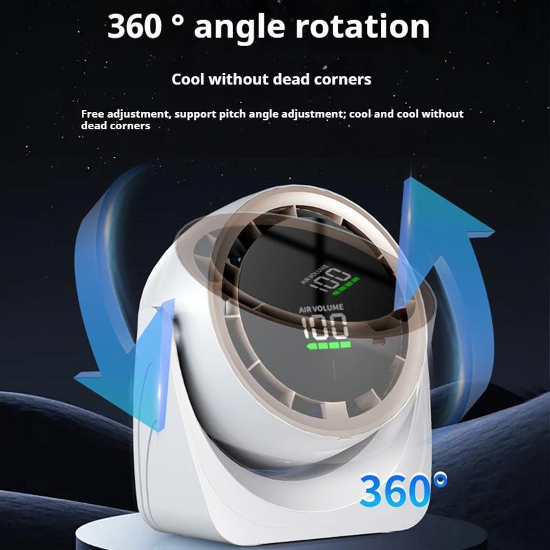 USB Rechargeable Portable Fan, Multifunctional Digital Display Turbine High Speed Fan, Portable Desktop Fan for Home Office 6