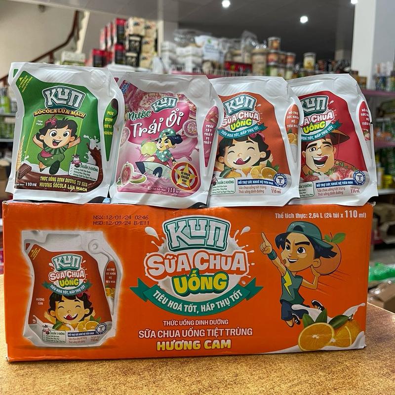 Thùng 24 túi sữa kun 110 ml trộn đủ vị